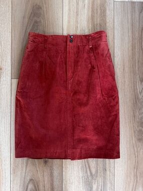 RARE VTG 80s American Eagle Outfitters Genuine Suede High-Waist Mini Skirt Sz 10